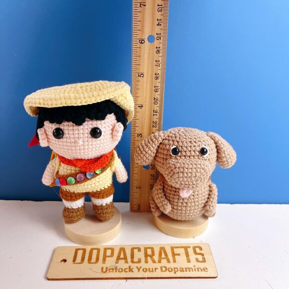 Up Movie Crochet Doll Set | Handmade Amigurumi Carl, Russell & Dug Plush - Picture 7 of 11